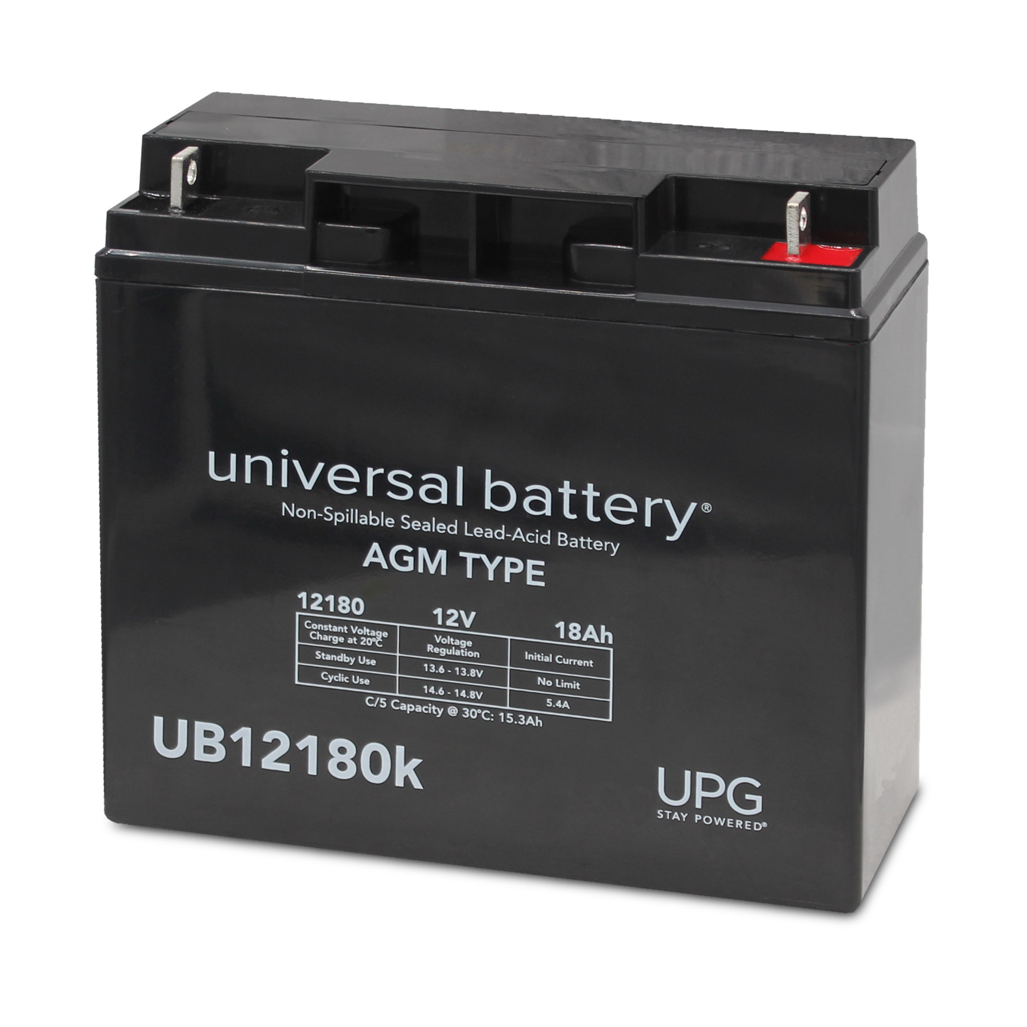 UPG Sealed LeadAcid Battery, AGMtype, 12V, 18 Amps, Model D5745